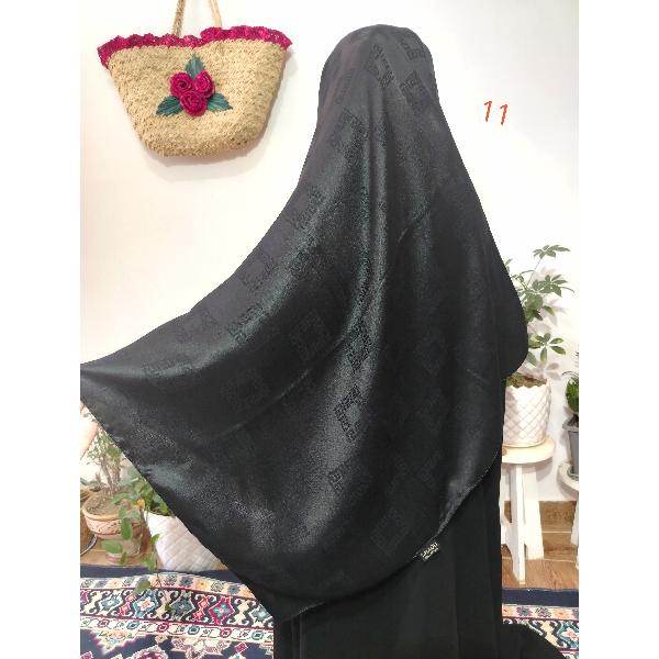 روسری ژاکارد ابریشم مشکی قواره 140