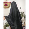 روسری ژاکارد ابریشم مشکی قواره 140
